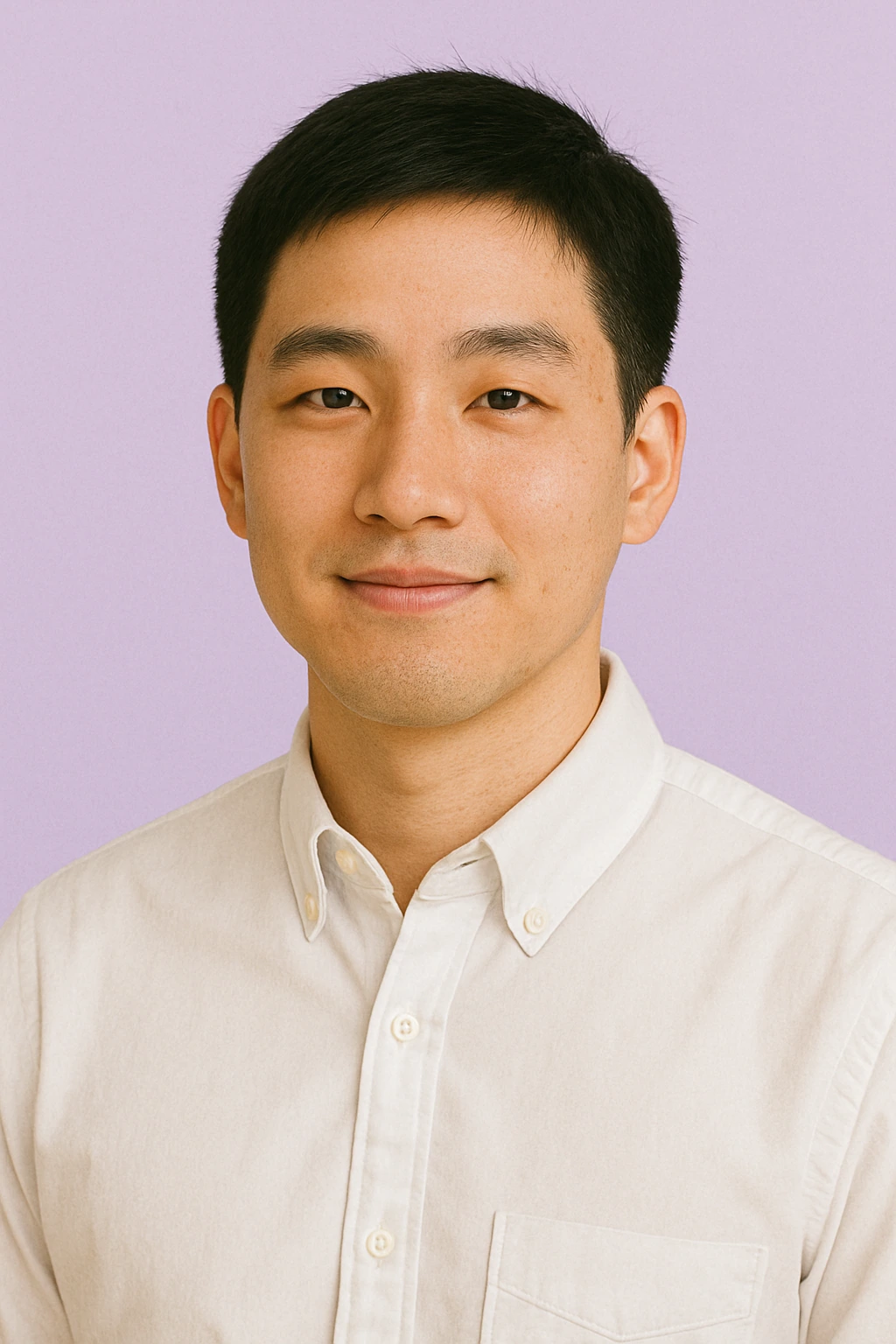 Portrait against a lavender background